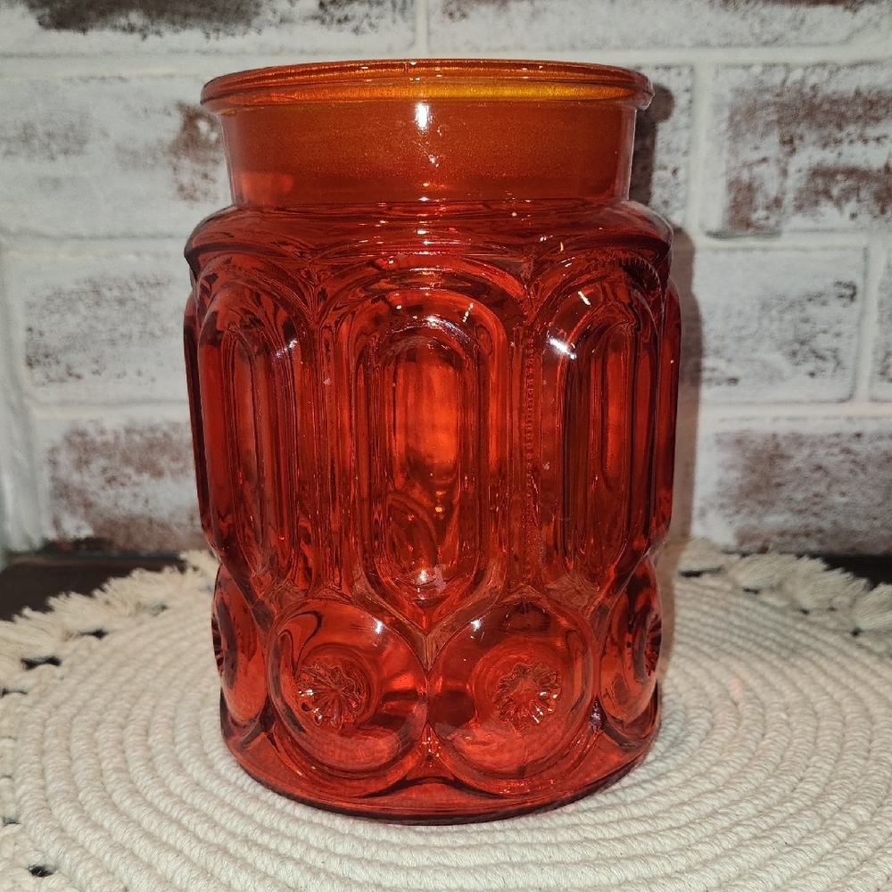 Vintage L.E. Smith Ruby Moon And Stars Glass Accent Vase